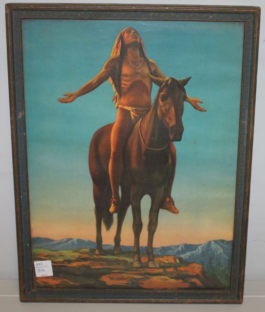 Print of Indian on Horse Titled "Appeal to the Great Spirit"
