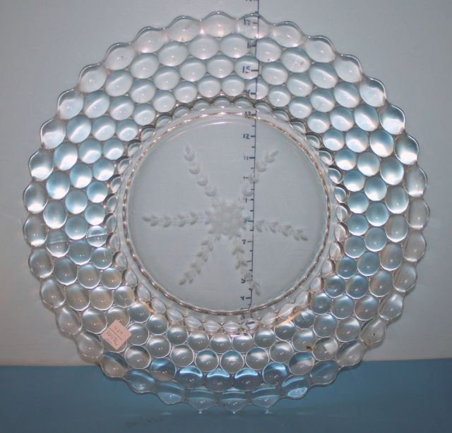 Large Etched Center Depression Glass Sandwich Tray