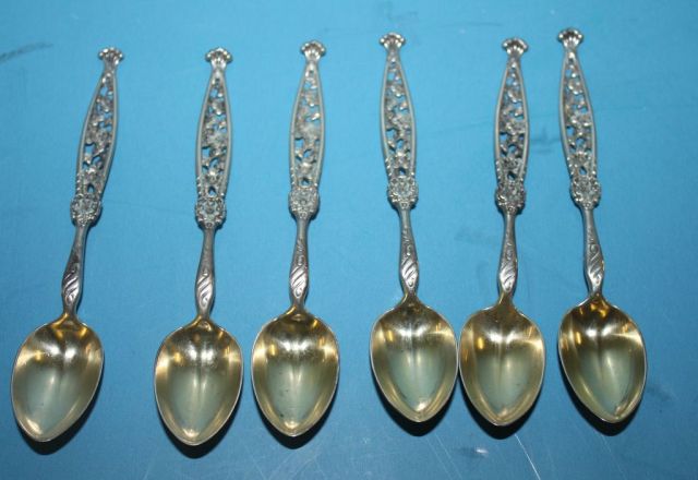 Set of Six Fancy Sterling Demitasse Spoons