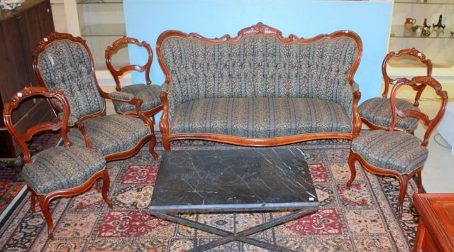 Six Piece Walnut Victorian Parlor Set
