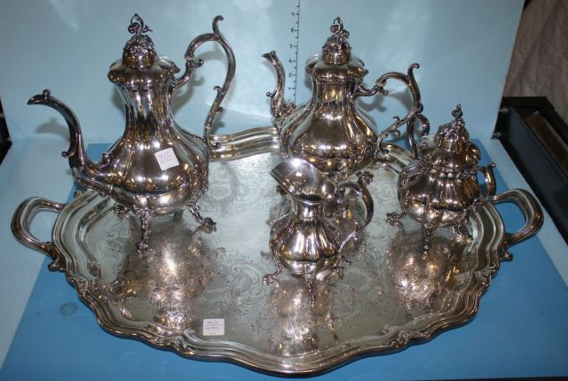 Five Pieces of Reed and Barton "Winthrop" Tea Set
