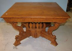 Square Oak Dining Table with one Leaf