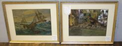 Pair of Vintage Lionel Barrymore Color Foil Etch Prints 