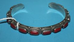 .925 Sterling and  Coral Cuff Bracelet