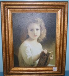 Contemporary Oil Painting of Young Girl with Book