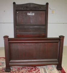 Turn of the Century Ribbon Mahogany High Back Bed