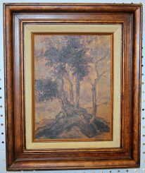 Trees in Rocky Hills Oil on Canvas