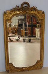 Late 19th Century Wood and Gilt Overmantle Beveled Mirror