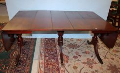 Mahogany Triple Pedestal Dropleaf Table