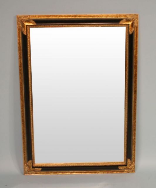 Decorative Black and Gold Beveled Mirror