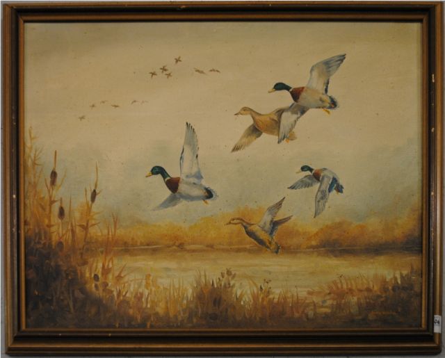Oil Painting of Flying Ducks
