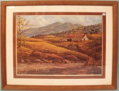 Print of Farm Scene signed Bradley H. Cald