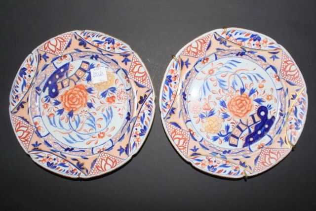 Pair of Masons "Peony and Fence" Plates