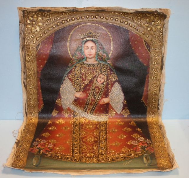 Oil on Canvas of Mother and Child, signed Holgads