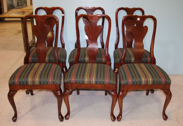 Set of Six Queen Anne Style Dining Chairs