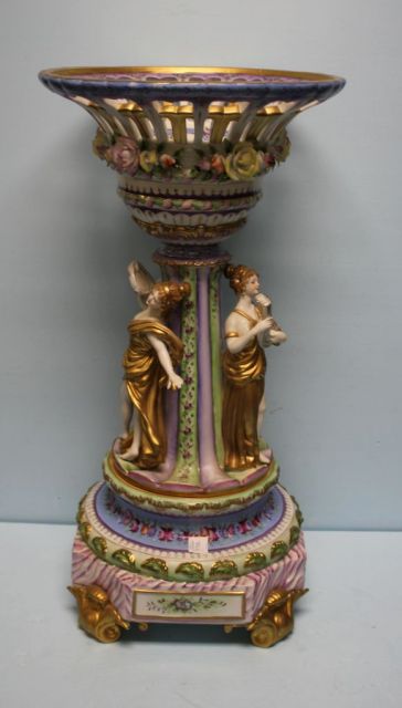 Large Hand Painted Porcelain Centerpiece