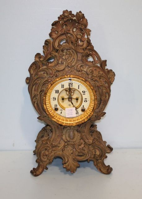 Spelter Rococo Style Mantel Clock