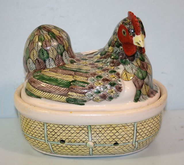 Hand Painted Porcelain Hen on Nest