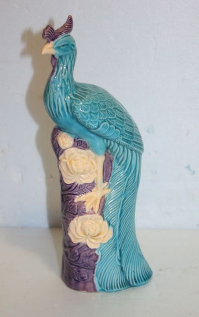 Late 19th Century Chinese Porcelain Turquoise Peacock