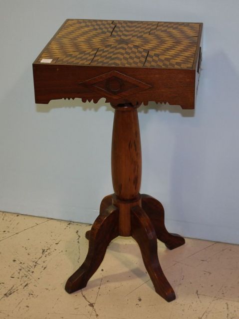 Handmade Inlaid Starburst Top Parlor Table