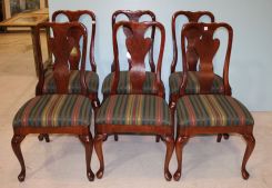 Set of Six Queen Anne Style Dining Chairs