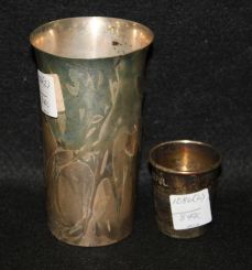 Monogrammed 1943 Jackson Country Club Sterling Trophy Cup along with a Silverplate Jigger