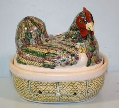 Hand Painted Porcelain Hen on Nest