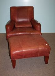 Faux Leather Club Chair and Ottoman