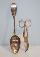 Italicus Silverplate Grape Shears and Silverplate Serving Spoon