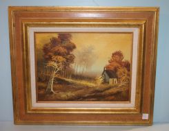 Oil on Canvas of Autumn Scene, signed D. Blis