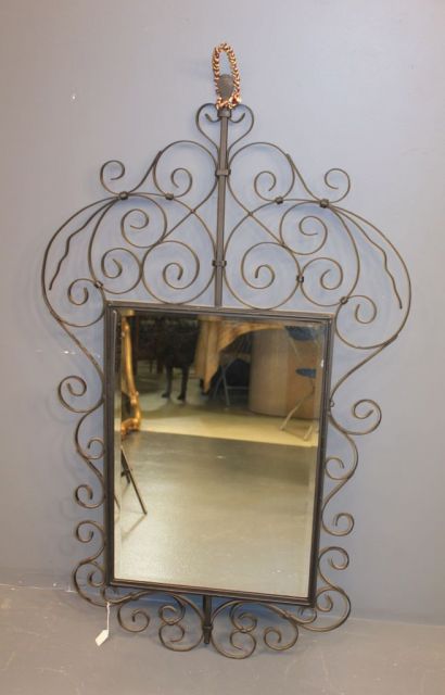 Decorative Black Ornate Iron Frame with Mirror