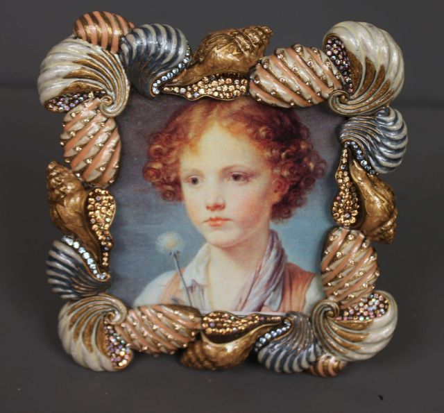 Jay Strongwater Limited Edition "Oceana" Enamel and Crystal Frame