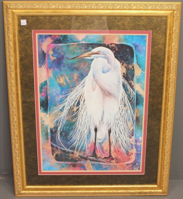 Colorful Contemporary Print of Egret