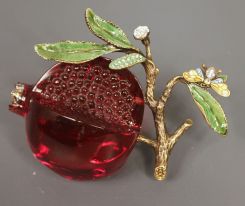 Jay Strongwater Limited Edition Glass and Enamel, Crystal Pomegranate