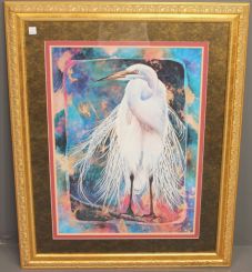 Colorful Contemporary Print of Egret