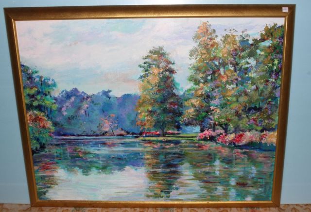 Large Oil Painting of Trees by C. Becker