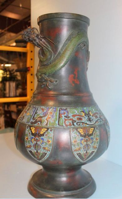 19th Century Bronze and Cloisonne Vase