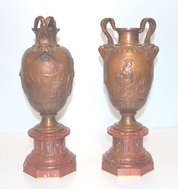Pair of 19th Century French Bronze Urns