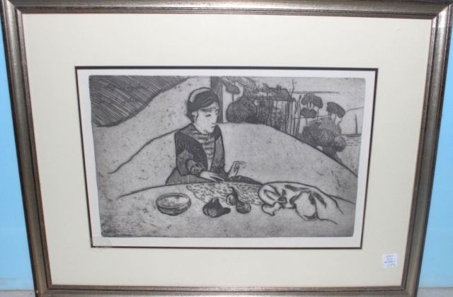 Oriental Etching "La Marchade de Figures" by Paul Gauguin