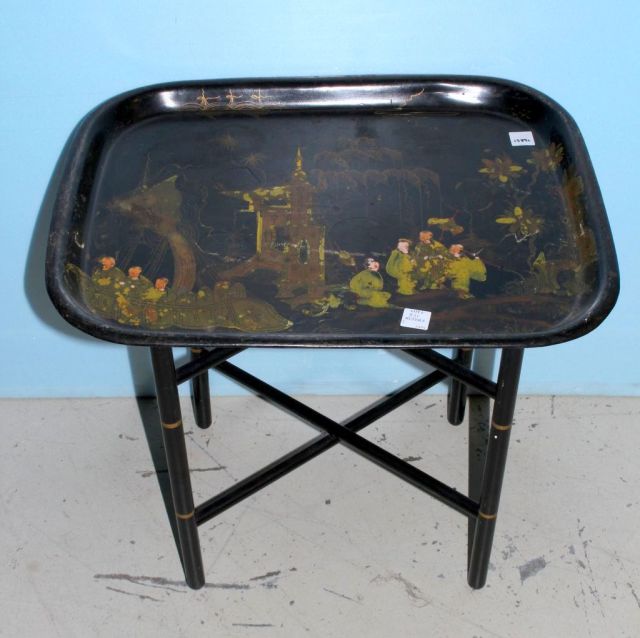 Lacquer Base Oriental Tea Table