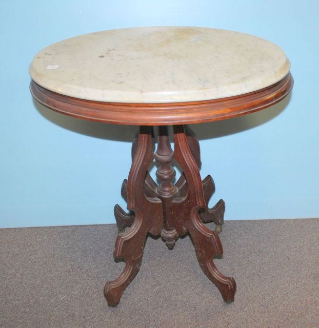 Victorian Oval Marble Top Table