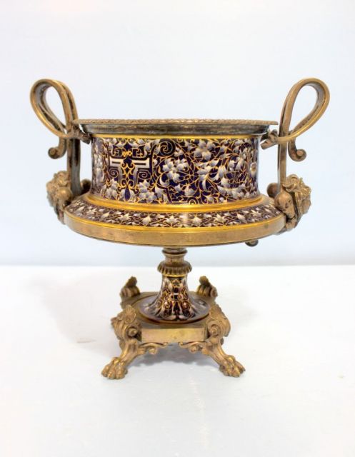 19th Century Champleve and Bronze Centerpiece
