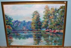 Large Oil Painting of Trees by C. Becker