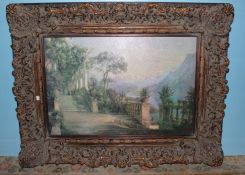 Oil On Canvas of Courtyard Scene