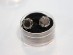 Pair Marcasite and Amethyst Color Earrings