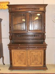 English Late 19th Century Court Cupboard Three Section English Court Cupboard