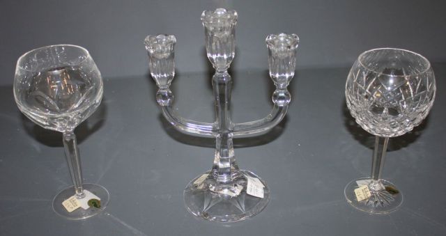 Marquis by Waterford Candlestick and Two Waterford Goblets