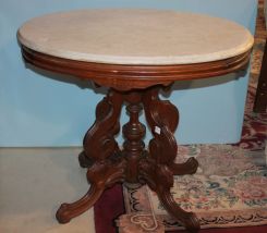 Victorian Walnut Marble Top Table