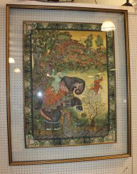 Exceptional Large Painting on Silk of Oriental Scene