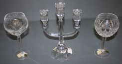 Marquis by Waterford Candlestick and Two Waterford Goblets